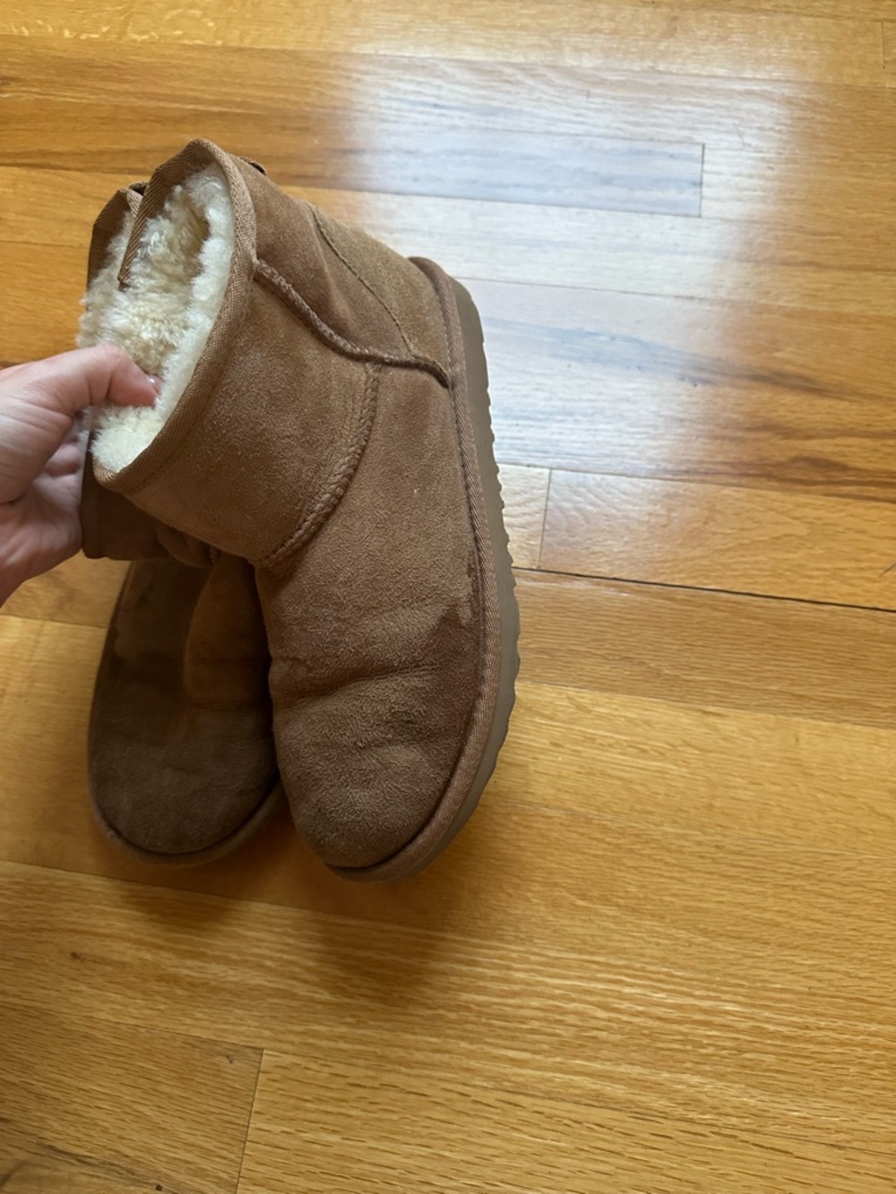 Uggs Cozy Suede Shearling-Lined Ankle Boots - Chestnut - Picture 3 of 5